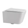 Комплект унитаза Abber Rechteck AC1201-AC0105-AC0120MW с сиденьем Микролифт и клавишей смыва цвет Белая матовая
