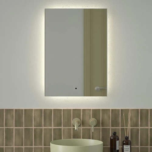 Зеркало Defesto Glow 50х70 DF 2504R с подсветкой 21W-4500К/с фацетом/ИК - выключатель/Нейтральный белый свет