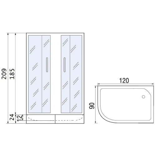 Душевой уголок River Don XL 120x90 MT R 10000008320 с поддоном