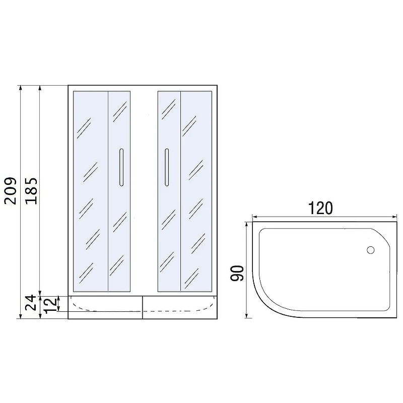 Душевой уголок River Don XL 120x90 MT R 10000008320 с поддоном