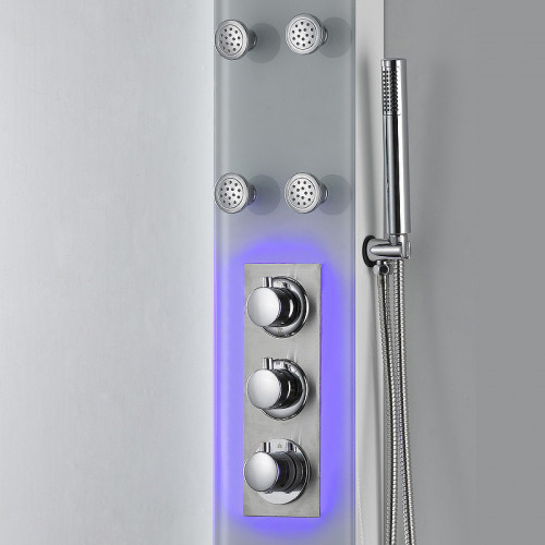 Душевая панель beWash BV3TMSP7233 с гидромассажем Белая латунь на стену