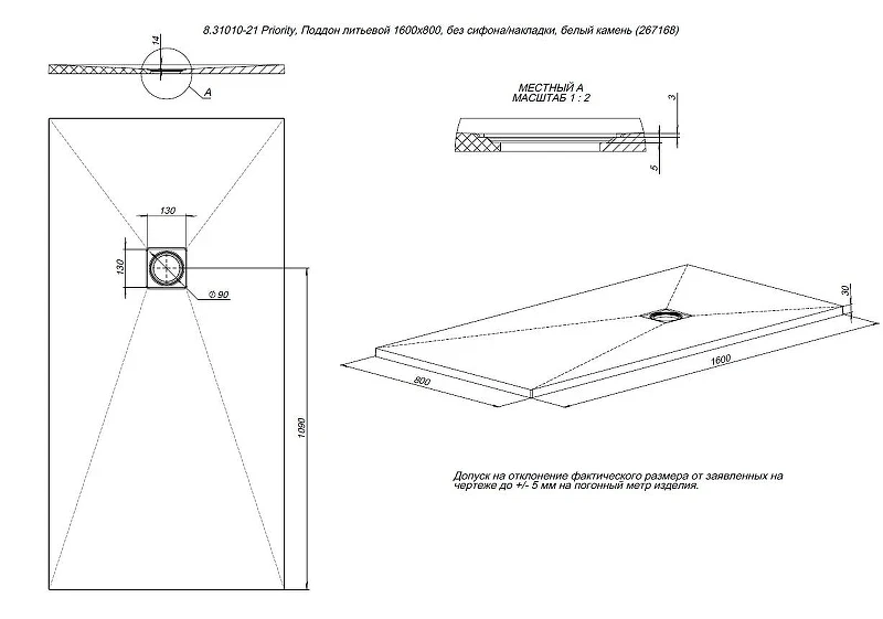 Душевой поддон из искусственного камня Allen Brau Priority 160x80 8.31010-PWM цвет Зеленый