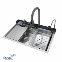 Кухонная мойка со смесителем Ceruttispa Термостат Gloria 75 CT11888 цвет Хром матовый