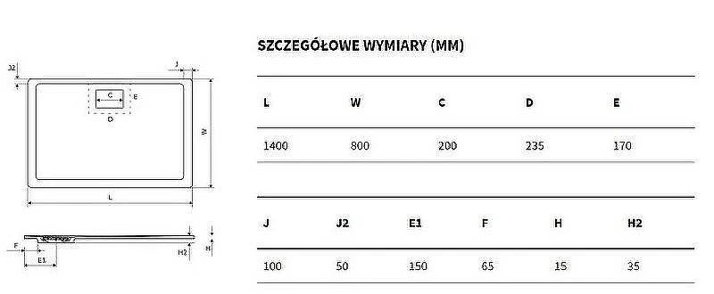 Душевой поддон из искусственного камня Excellent Lavano 140x80 BREX.1103.140.080.CAN Капучино