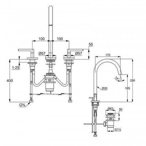 Смеситель для раковины Kludi Nova Fonte Puristic 20143N015 цвет Золото брашированное