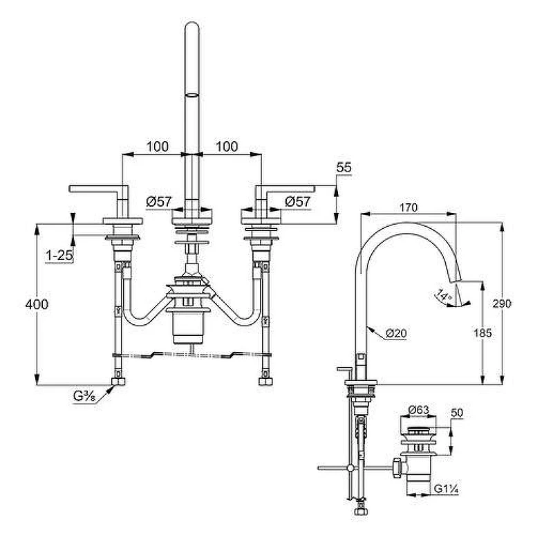 Смеситель для раковины Kludi Nova Fonte Puristic 20143N015 цвет Золото брашированное