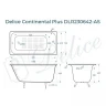 Чугунная ванна Delice Continental Plus 100х70 DLR230642-AS цвет Белый без отверстий под ручки с антискользящим покрытием