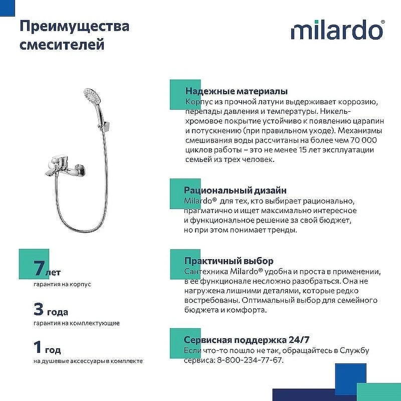 Смеситель для ванны Milardo Rora RORSB00M02 Хром