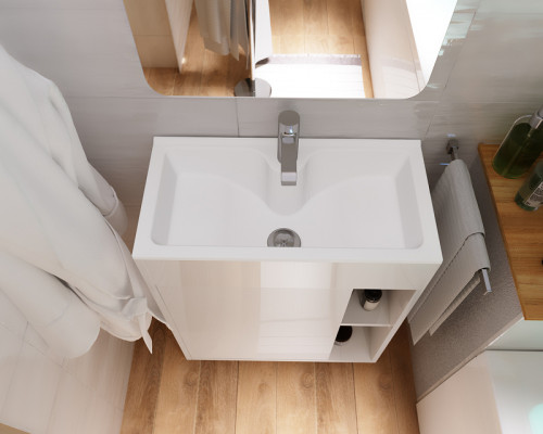 Тумба с раковиной 1MarKa Lido 60Н У83298 Белый глянец МДФ / ЛДСП