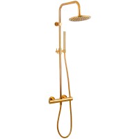 Душевая система Remer Elegance EQ32X7MMM20DO с термостатом Золото глянцевое латунь на стену