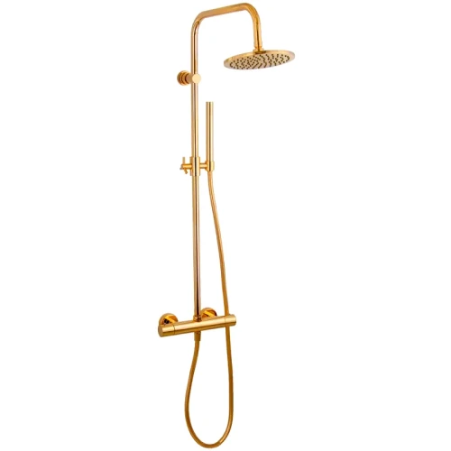 Душевая система Remer Elegance EQ32X7MMM20DO с термостатом Золото глянцевое латунь на стену