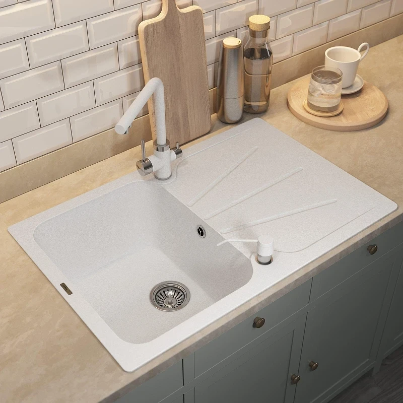 Кухонная мойка Uperwood Quartz Premium UPD-04-01 78 3910202112 цвет Белый матовый
