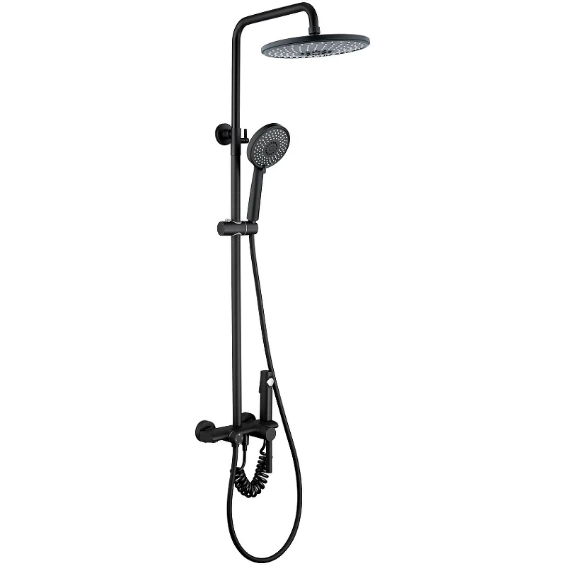 Душевая система Royce Viva RCS-111402BL Черная матовая латунь на стену