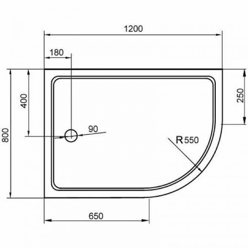 Акриловый поддон для душа Cezares Tray A 120x80 L TRAY-A-RH-120/80-550-15-W-L Белый