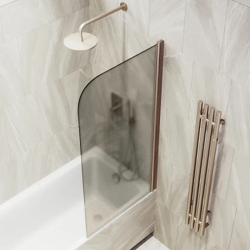 Шторка на ванну Maybah Glass MGV-607-2 500x1400 поворотная на монопетле Бронза стекло бронзовое матовое
