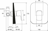 Смеситель для душа Ravak 10° Free black-TD F 062.20 X070157 Черный матовый латунь встраиваемый