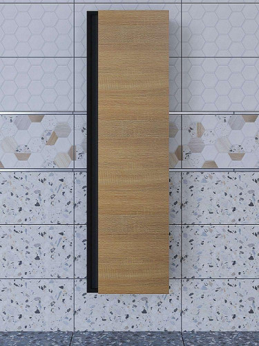 Шкаф пенал Uperwood Barsa 35 293020545 подвесной цвет Черный матовый Дуб сонома