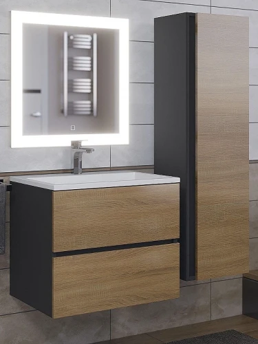 Шкаф пенал Uperwood Barsa 35 293020545 подвесной цвет Черный матовый Дуб сонома