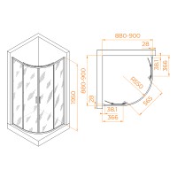 Душевой уголок RGW Passage PA-52B 90x90 03085299-14 профиль Черный стекло прозрачное