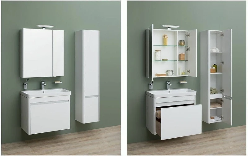 Зеркальный шкаф Aquanet Орлеан 80 L 183077 Белый МДФ / ЛДСП, стекло