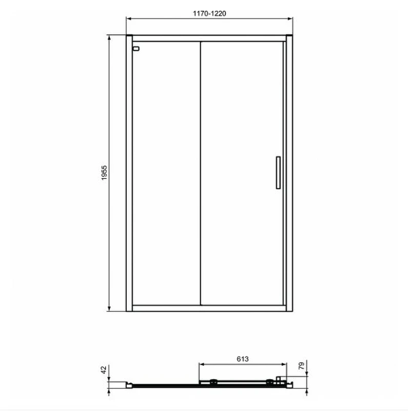 Душевая дверь Ideal Standard Connect 2 120 K9277V3 профиль Черный стекло прозрачное