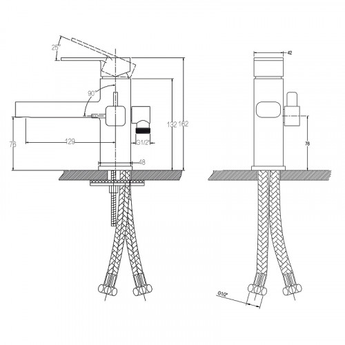 Смеситель для раковины Kaiser Sharp 64088 Хром латунь