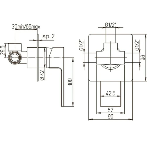 Смеситель для душа Paini Grazia 21PZ690 Черный матовый