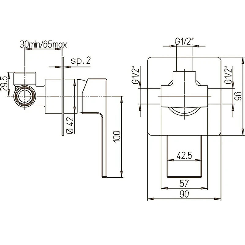 Смеситель для душа Paini Grazia 21PZ690 Черный матовый