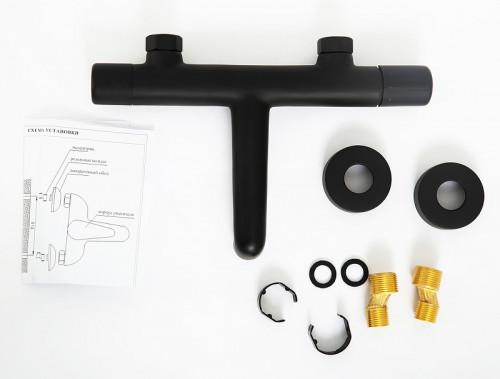 Смеситель для ванны BelBagno Uno UNO-VASM-NERO Черный матовый латунь на стену