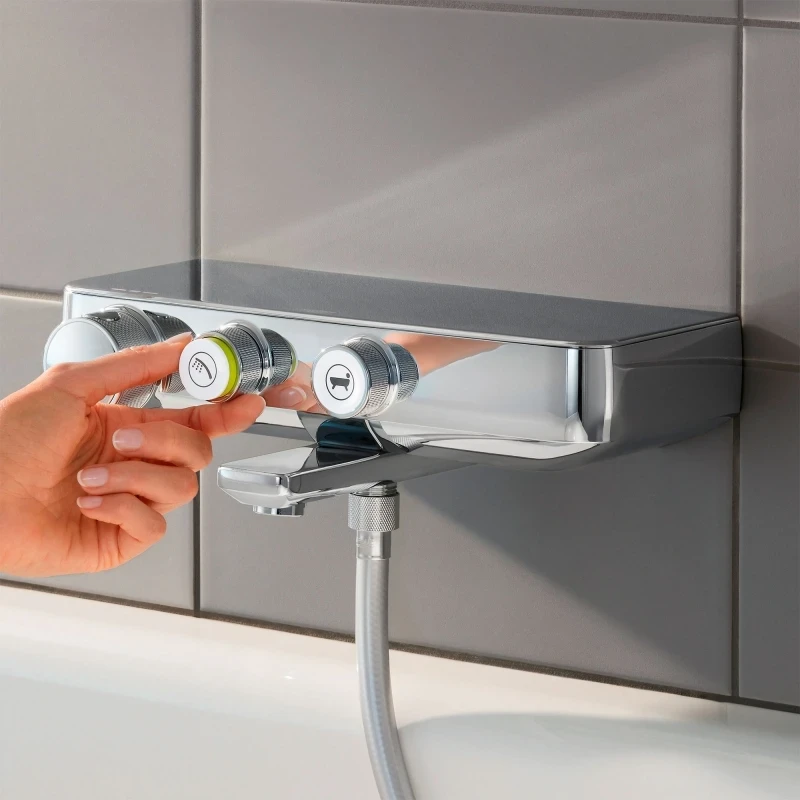 Смеситель для ванны Grohe Grohtherm SmartControl 34718000 с термостатом Хром латунь на стену