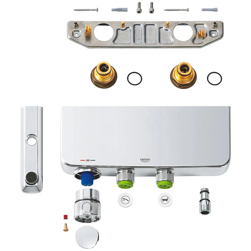 Смеситель для ванны Grohe Grohtherm SmartControl 34718000 с термостатом Хром латунь на стену