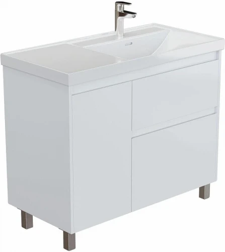 Тумба под раковину Aquanet Nova Lite 2.0 100 R 346340 цвет Белый глянец