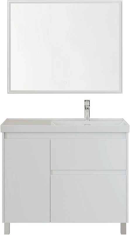 Тумба под раковину Aquanet Nova Lite 2.0 100 R 346340 цвет Белый глянец