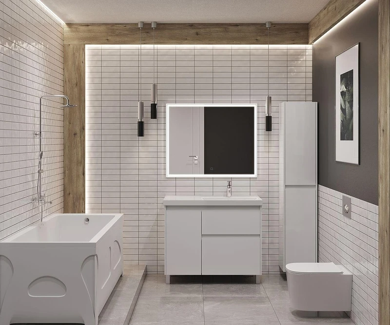 Тумба под раковину Aquanet Nova Lite 2.0 100 R 346340 цвет Белый глянец