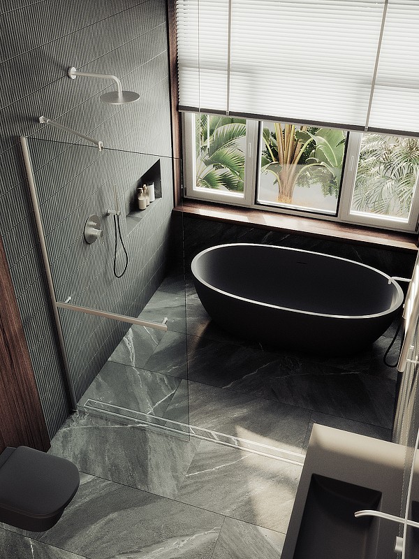 Душевая перегородка Maybah Glass MGD-720-5ш 690x1950 в широком профиле Хром матовый стекло прозрачное