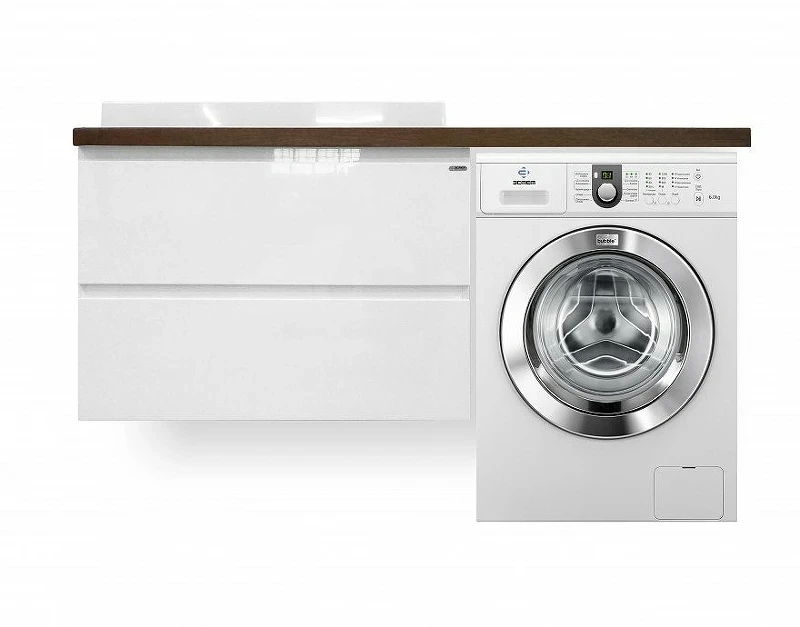 Тумба с раковиной Эстет Malibu Luxe 155 L ФР-00007116 подвесная Белая Темное дерево МДФ / ЛДСП