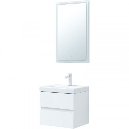 Комплект мебели для ванной Aquanet Беркли 50 306356 подвесной Белый глянец МДФ / ЛДСП