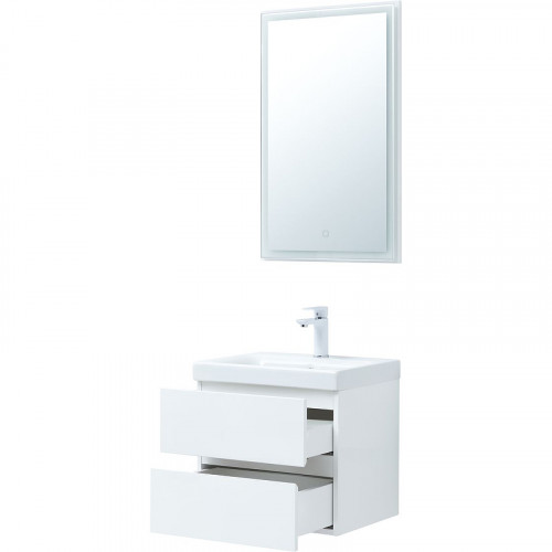 Комплект мебели для ванной Aquanet Беркли 50 306356 подвесной Белый глянец МДФ / ЛДСП