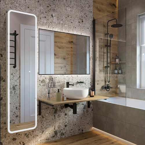 Комплект мебели для ванной DIWO Элиста 100 подвесной цвет Черный муар Светлое дерево