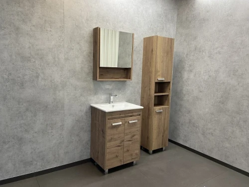 Зеркальный шкаф Comforty Марио 60 00-00004158 Дуб темный МДФ / ЛДСП, стекло