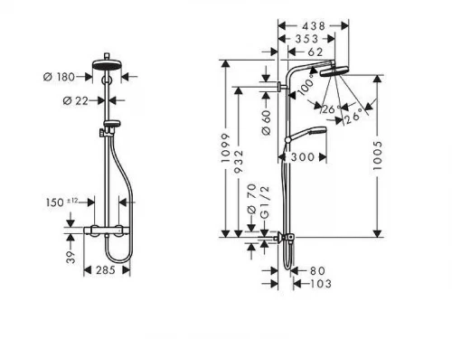 Душевая система Hansgrohe Crometta 27264400 с термостатом цвет Хром