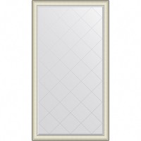 Зеркало Evoform Exclusive-G Floor 200х109 BY 6394 с гравировкой в багетной раме - Белая кожа с хромом 78 мм стекло