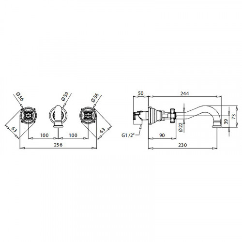 Смеситель для раковины Migliore Princeton 19348 Бронза латунь встраиваемый