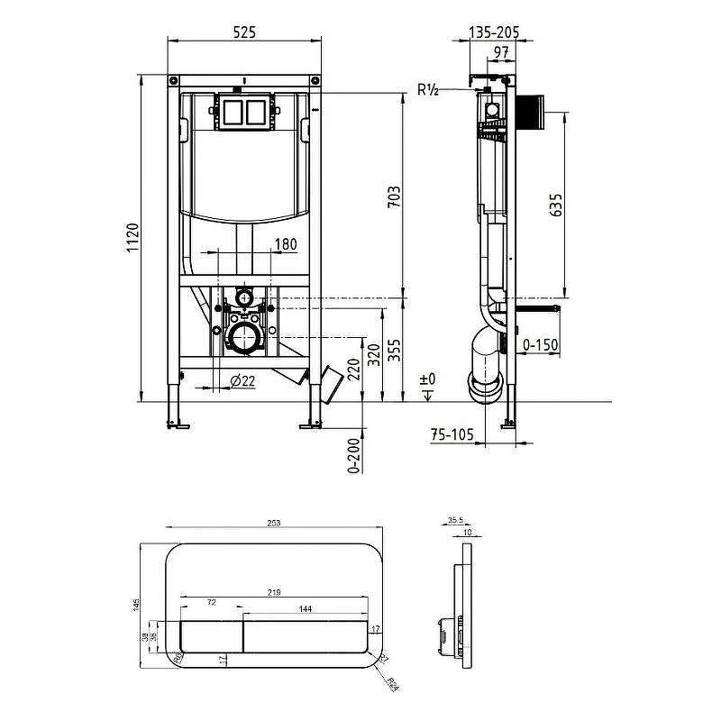 Инсталляция Villeroy&Boch ViConnect 92243068 для унитаза с клавишей смыва цвет Белый