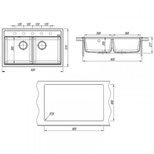 Кухонная мойка Florentina Липси-820 20.370.E0820.107 Песочная искусственный камень (литьевой мрамор) встраиваемый