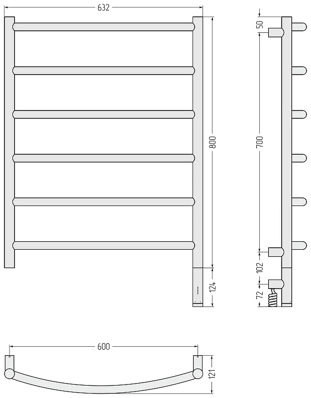 Электрический полотенцесушитель Сунержа Галант 3.1 80x60 00-6001-8060 Без покрытия