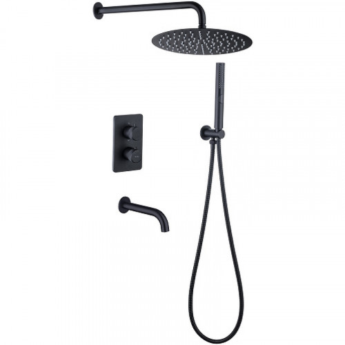 Душевая система Allen Brau Priority 5.31014-31 с термостатом Черная матовая латунь встраиваемый