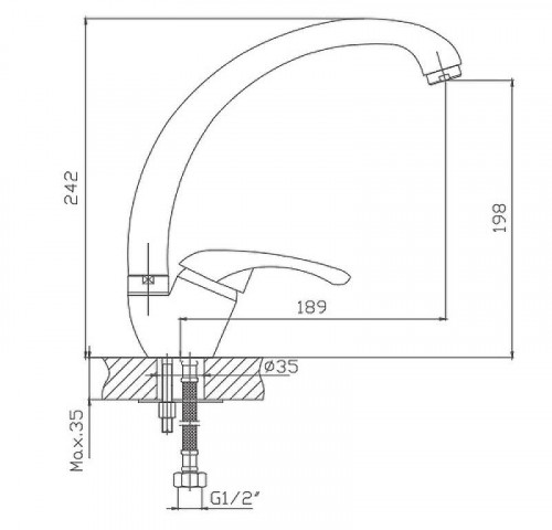 Смеситель для кухни Cron CN4103 Хром