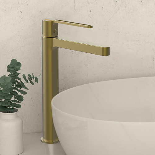 Смеситель для раковины Vincea Rondo VBF-1R2BG Брашированное золото латунь