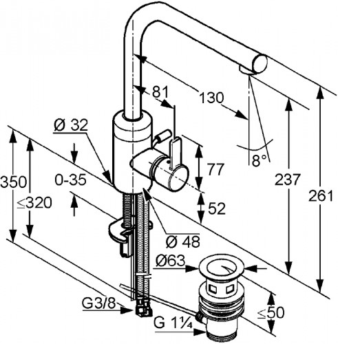Смеситель для раковины Kludi Zenta 382940575 Хром латунь